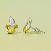 925 Sterling Zilver Leuke Banaan Stud Oorbellen Emaille Geel Fruit Oorbellen voor Vrouwen Meisjes Grappige Emotie Party Geschenken SCE2010