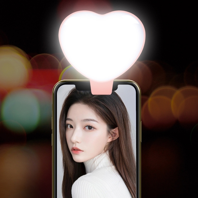 Factory Price Love Rechargeable LED Selfie Ring Light for Phones Heart-Shaped Lighting Selfie Fill Light for Live Broadcast
