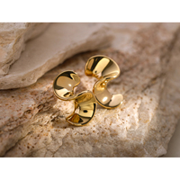 Boucles d'oreilles étanches en acier inoxydable 18K, surface large torsadée, ondulée, irrégulière, effet liquide, pour femmes