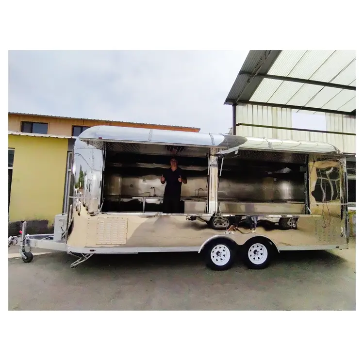 DOT Mobile Kitchen Fast Food Trailer Fully Equipped USA Standard Airstream BBQ Pizza Food Truck With Full Kitchen for Sale