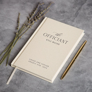 Diario Personalizado con Forro de Lino para Oficiante, 5x7 Pulgadas, Cuaderno de Tapa Dura de Lujo, para Discursos, Sermones, Brindis, Regalo para Pastor o Anfitrión del Día de la Boda - Product Image 1