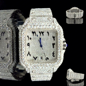 Latest Model Luxury Square Moissanite <b>Diamond</b> <b>Watch</b> Stainless Steel Hip Hop Style Display Strap Quartz Sapphire Crystal Arabic - Product Image 1