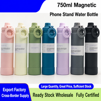 Bouteille d'eau isotherme en acier inoxydable 304 avec support magnétique pour téléphone, anneau MagSafe et poignée, idéale comme cadeau, vente en gros