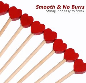 Nhà Máy Trực Tiếp Hình Trái Tim Bằng Gỗ Cà Phê Thanh Khuấy Khuấy Đảng Trang Trí Kẹo Thanh Màu Đỏ Màu Xanh Lá Cây Màu Hồng Màu Sắc - Product Image 3