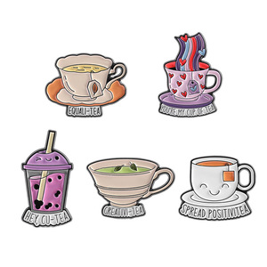 Cross-border Nova Tarde Chá Xícara De Café Forma Animal Broche Digital Comércio Exterior Criativo Bubble Tea Metal Badge Pin - Product Image 5