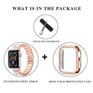 สายรัดข้อมือสแตนเลสติดเพชรสำหรับ Apple Watch ใช้ได้กับซีรี่ส์1 <span class=keywords><strong>2</strong></span> <span class=keywords><strong>3</strong></span> 4 5 6 - Product Image 5