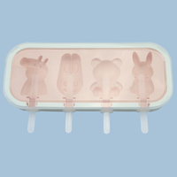 Nouvel arrivage de moules à glace en Silicone de haute qualité, réutilisables, Pop, 4 cellules, forme de dessin animé
