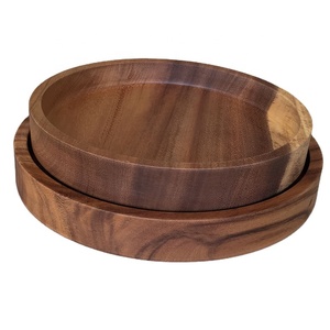Yaratıcı yuvarlak ahşap disk batı yemek servis tepsisi plaka yemekleri ve tabaklar gemi hazır - Product Image 1