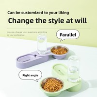 Ensemble de gamelles pliables en acier inoxydable et plastique pour chat et chien, distributeur automatique rotatif double, abreuvoir portable multifonctionnel, fournitures pour animaux de compagnie d'intérieur