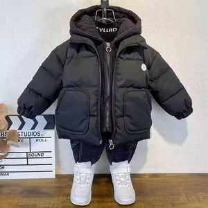 Usine en gros enfants veste d'hiver filles imperméable moelleux brodé veste capuche détachable fermeture à glissière <span class=keywords><strong>pas</strong></span> <span class=keywords><strong>cher</strong></span> épais manteau - Product Image 2