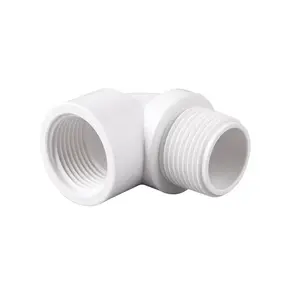 PVC outer thread 90 degree elbow with thickened inner and outer thread, extended plastic pipe fittings, pipe fittings, complete