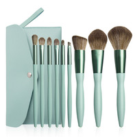 Set Kuas Makeup Wajah 9-Piece Mini Travel Portable Soft ABS Synthetic Hair, Kuas Kabuki, Alis, Maskara, Bulu Mata, Pigmentasi Tinggi