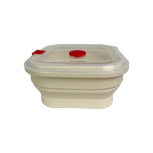 Folding Silicone Food Storage Container Rectangle Plastic Lid Microwave Safe Portable Lunch Box Refrigerator Use Travel - Product Image 1