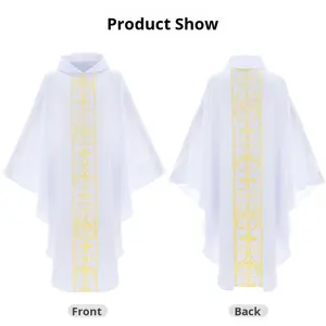 ハロウィンコスチューム中世ケープマント大人フード付き死吸血鬼魔法使いモンク魔女コスチューム司祭牧師ガウンローブ - Product Image 4