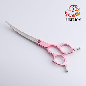 Forbici per <span class=keywords><strong>Toelettatura</strong></span> <span class=keywords><strong>Animali</strong></span> Domestici in Acciaio Giapponese 440C, Manico Multicolore, Forbici Curve per Cani con Manico in Alluminio - Product Image 6