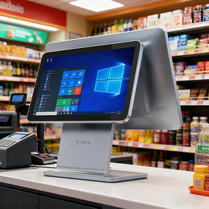 15.6 + 11.6インチデュアルスクリーンタッチPOSシステムウィンドウ/Androidオールインワンマシンプリンターとスキャンモジュールレジ付き - Product Image 1