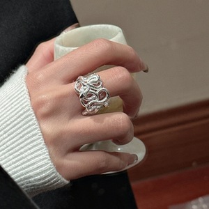 Anillo simple con forma de serpiente de plata esterlina S925 estilo retro coreano joyería fina al por mayor inspirada en el diseño de nicho - Product Image 5