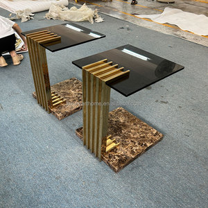 Mesa de Centro Moderna Convertible de Mármol con Forma Irregular y Base de Acero Inoxidable para Muebles de Sala - Product Image 2