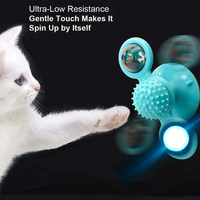 Jouets interactifs pour chats en forme de moulin à vent avec boule lumineuse LED, ventouse et herbe à chat, jouet à mâcher et d'exercice pour chats d'intérieur