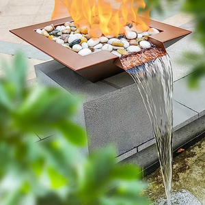 Modern Remote Controlled Natural Gas Corten Steel Fire Pit Bowl with Waterfalls <b>for</b> Swimming <b>Pool</b> Decoration - Product Image 4