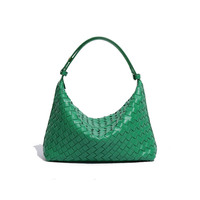Tas Selempang Wanita Anyaman Mewah Desainer Baru, Tas Tote Berlapis Kulit PU Buatan Tangan dengan Logo Kustom