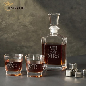 Set Hadiah Dekanter Wiski Kristal Logo Kustom dengan Gelas Wiski untuk Promosi Ulang Tahun Pernikahan - Product Image 4