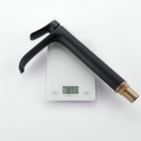 Beelee Keran Wastafel, Keran Wastafel Kuningan Desain Modern Keran Wastafel Air Keran Wastafel Tinggi Hitam untuk Counter Top