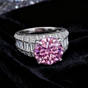 Luxury Premium S925 Sterling <strong>Silver</strong> Big Vvs D Color 5 Carats pink <strong>Emerald</strong> Moissanite <strong>Ring</strong> for Women Wedding Band - Product Image 2