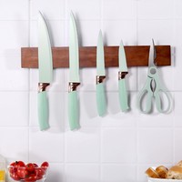 Support magnétique pour couteaux en bois d'acacia écologique, puissant, 15,8 pouces, capacité de 7 pièces, aide de cuisine professionnelle