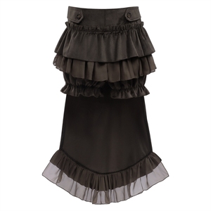 Vestido Largo <span class=keywords><strong>de</strong></span> <span class=keywords><strong>Mujer</strong></span> para Cosplay, Estilo Gótico Oscuro Steampunk, Color Sólido, para Actuaciones y Baile - Product Image 5