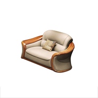 Canapé Royal Moderne de Luxe Combinaison de Cuir Véritable Bois Bony Design Traditionnel pour Hôtel Appartement Meubles de Salon