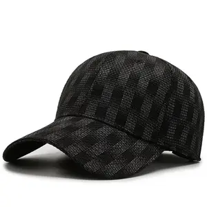 Summer British Plaid Men Fully Closed Elastic Hat Brand Baseball Cap For Women Black Gray Streetwear Hip Hop Baseball Caps