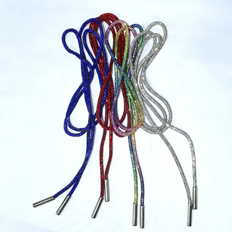 Đầy đủ kim cương ống tròn kim cương dây phụ kiện Áo len đầy màu sắc Dải mũ dây cao su Dải Rhinestone dây