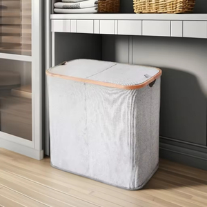 Competitive Price Space-Saving Foldable <b>Hamper</b> Best selling products Divided Foldable Laundry <b>Hamper</b> - Product Image 1