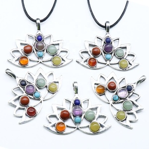 Cristallo curativo naturale equilibrio <span class=keywords><strong>energia</strong></span> 7 Chakra lega di loto meditazione Yoga collana ciondolo regali di festa accessori Fengshui - Product Image 2