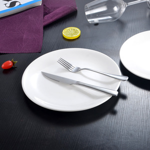 Pure White <b>Ceramic</b> Round Steak <b>Plate</b> Porcelain Shallow Flat Dish For Hotel Western Tableware - Product Image 1