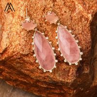 Boucles d'oreilles en cristal de luxe, guérison Rose Quartz améthyste larme boucles d'oreilles bijoux de mariage cadeaux de demoiselle d'honneur
