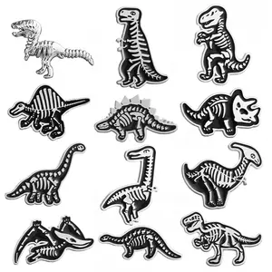 Dinosaur Skeleton Enamel Pin - Tyrannosaurus Stegosaurus Pterosaur Triangle Brooch Lapel Badge Animal Pin