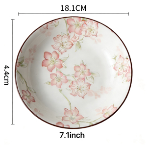 Ensemble d'assiettes rondes en céramique de haute qualité, motif végétal écologique, nouveau style chinois, vaisselle durable - Product Image 2