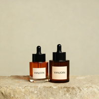 Flacons en verre vides pour cosmétiques à paroi épaisse, 30 ml, 1 oz, épaule plate, luxe, flacon compte-gouttes pour huile essentielle pour cheveux et visage, et emballage