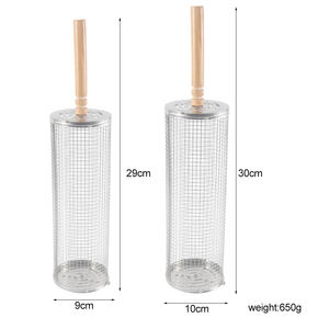 2 adet yapışmaz 304 paslanmaz çelik haddeleme izgara Net yerleştirme izgara sepetleri çıkarılabilir ahşap saplı - Product Image 5