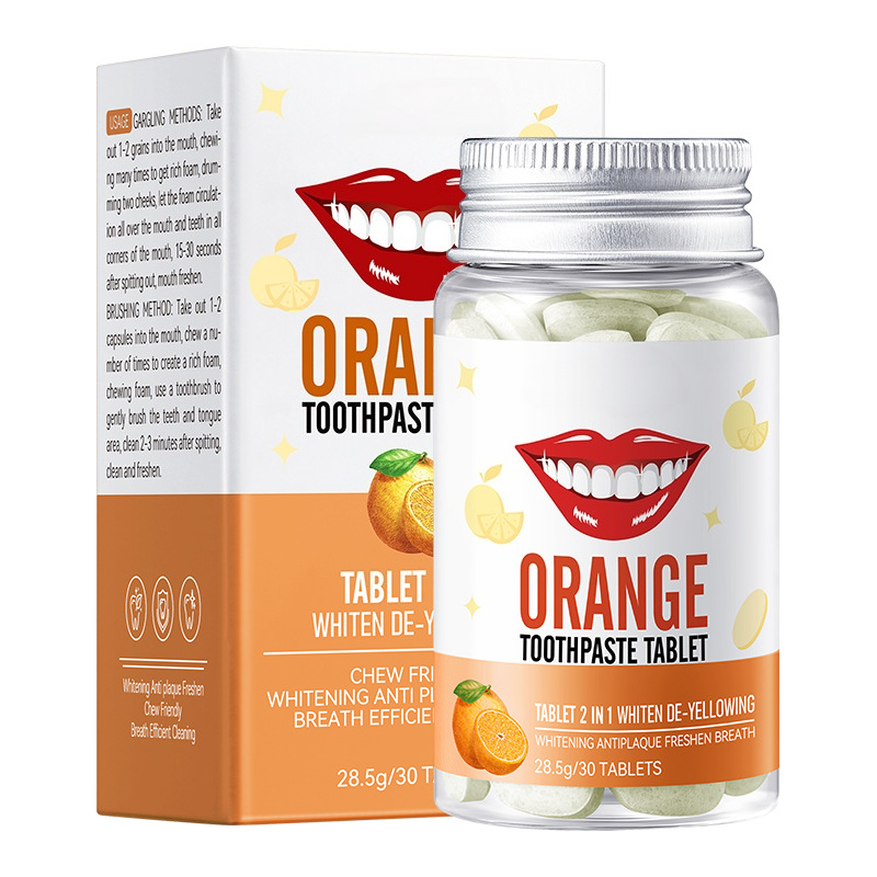 Orange-flavored solid toothpaste