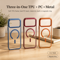 Casing HP iPhone 17 Pro Max Tiga in Satu TPU PC Metal Transparan Airbag Magnetik Bingkai Berkilau Elektroplating Grosir