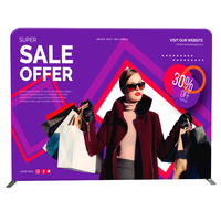 Bannière de toile de fond d'exposition légère et portable en tissu tendu, personnalisable, 8ft 10ft, avec impression par sublimation pour salons professionnels