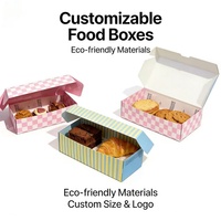 Boîtes d'emballage pour pâtisserie, biscuits et donuts en papier, personnalisables avec logo, vente en gros d'usine, bleu et rose