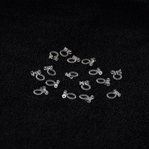 Boucles d'oreilles à clipser en forme de U, clips d'oreille en résine pour oreilles non percées, style coupelle diamant, style trou de broche EJ17 - Product Image 2