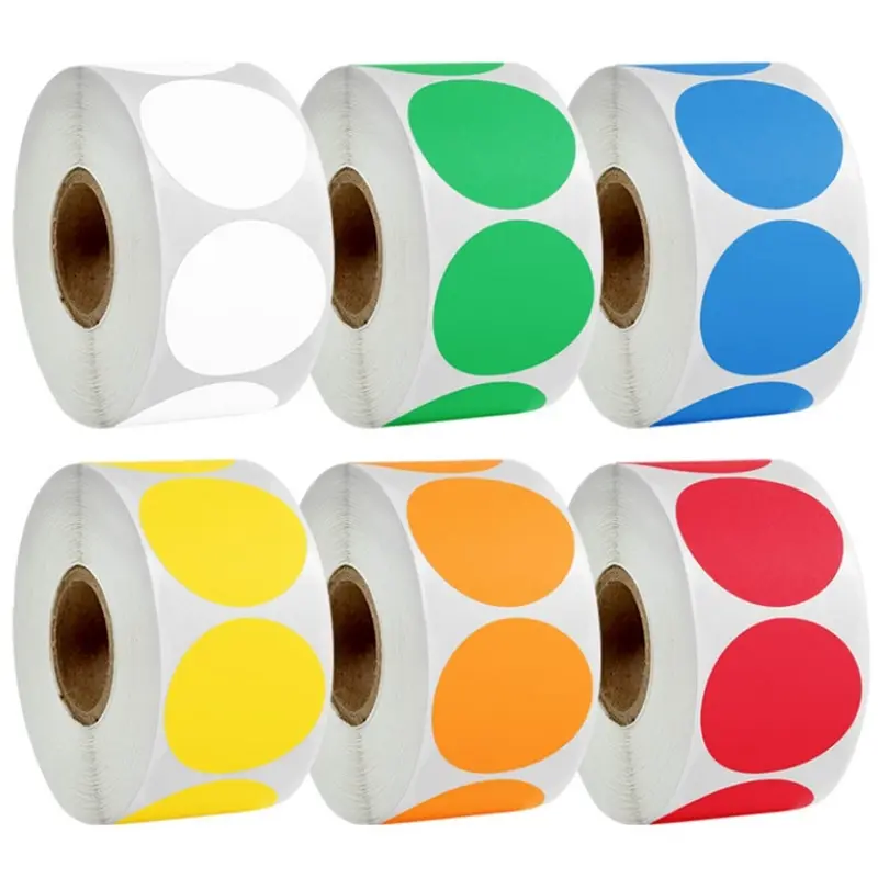 38MM Chroma Label Color Code Dot Labels Stickers 1.5inch Round Kraft/White/Black Stationery Sticker 500PCS/Roll