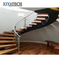 Escalier flottant rond en verre, design en verre trempé stratifié métallique, structure en acier moderne à l'intérieur de la maison, XIYATECH