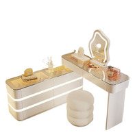 Nouvelle Coiffeuse Moderne à Panneaux Ajustables avec Grand Miroir LED, Grande Capacité de Rangement, Haute Qualité, pour Chambre à Coucher