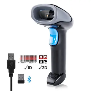 Pistolet à balayage Bluetooth sans fil portable OEM 2.4G Scanner de codes à barres QR 1D 2D rapide et filaire USB pour supermarché entrepôt